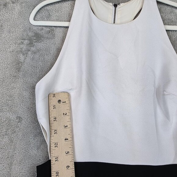 Alice + Olivia Dress Womens 4 Black White High Low Maxi Gown Colorblock Formal - Picture 7 of 16